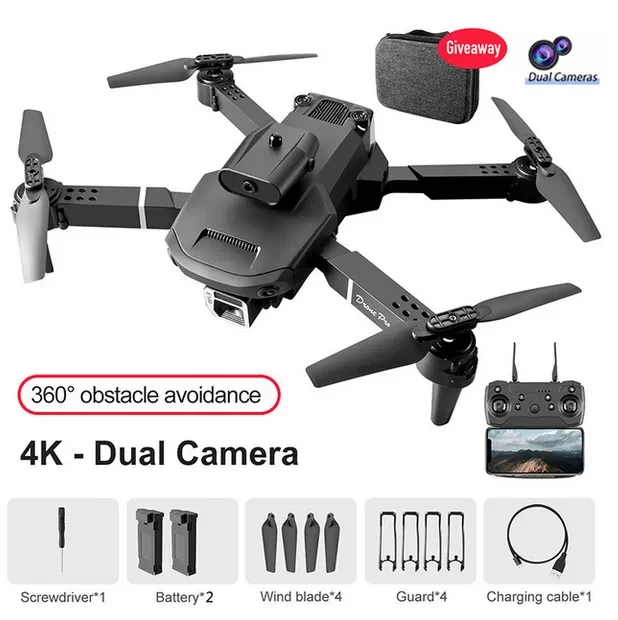 Mini Drone E100 Upgrade 4k Professional HD Dual Camera Fpv WiFi Drone Dengan Obstacle Avoidance