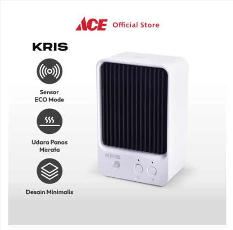 Ace - Kris Pemanas Ruangan Portabel 600 Watt - Putih Room Heater Mesin Penghangat Pemanas Kamar Listrik