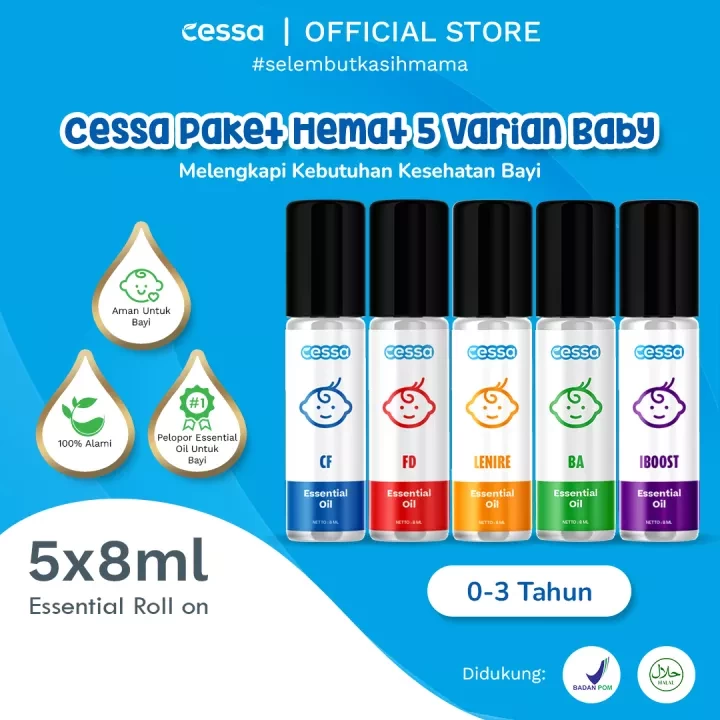 Paket Hemat - Cessa Baby 5 Varian (Fever Drop, Cough n Flu, Lenire, Bugs Away,dan Immune Booster)