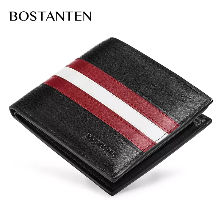 BOSTANTEN PU Leather Men's Wallet Multi Card Wallet Contrast Stitching Casual