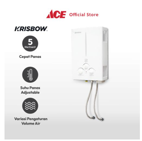 Ace - Krisbow Pemanas Air Gas Kgh-6W Water Heater Water Warmer Alat Penghangat Air Perlengkapan Kamar Mandi