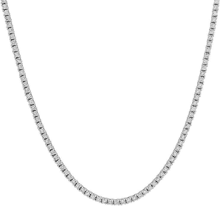 Dazzlingrock Collection 4.05ct (ctw) 14K Round Cut Diamond Necklace, White Gold
