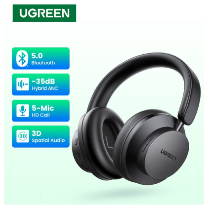 UGREEN Earphone Hitune Max 3 Max3 Hi-Res Wireless Headset Headphone Hybrid ANC Bluetooth 5.0 Noise Cancelling Headset Android